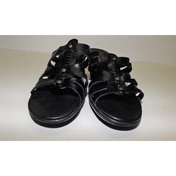 Clarks Bendables 6m black leather sandals medium heel - Picture 5 of 7